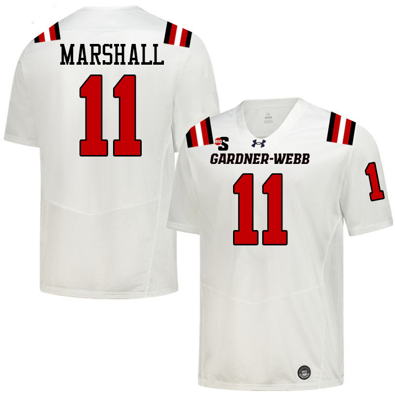 Gardner-Webb Runnin' Bulldogs #11 Jackson Marshall College Football Jerseys,Uniforms-White